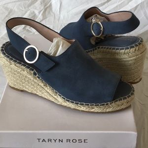 Blue suede Taryn Rose wedge